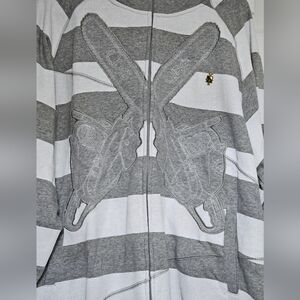 LRG Friday the 47th Full Zip Striped Hoodie Removable Face Mask Grey Men's XL